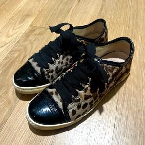 Lanvin pony hair leopard print sneakers sz 37